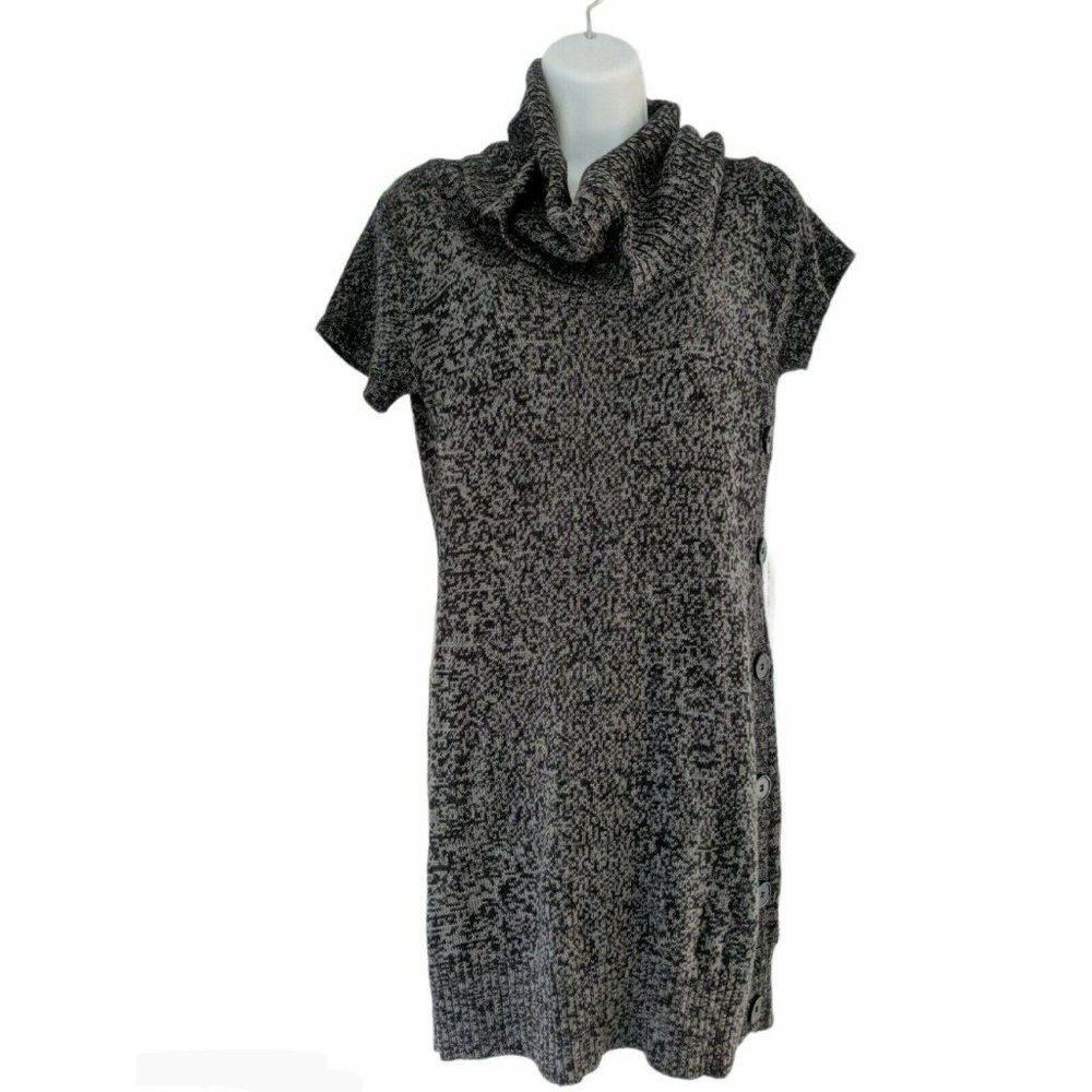 Red Paint Gray Acrylic Cowl Neck Sweater Dress Size L